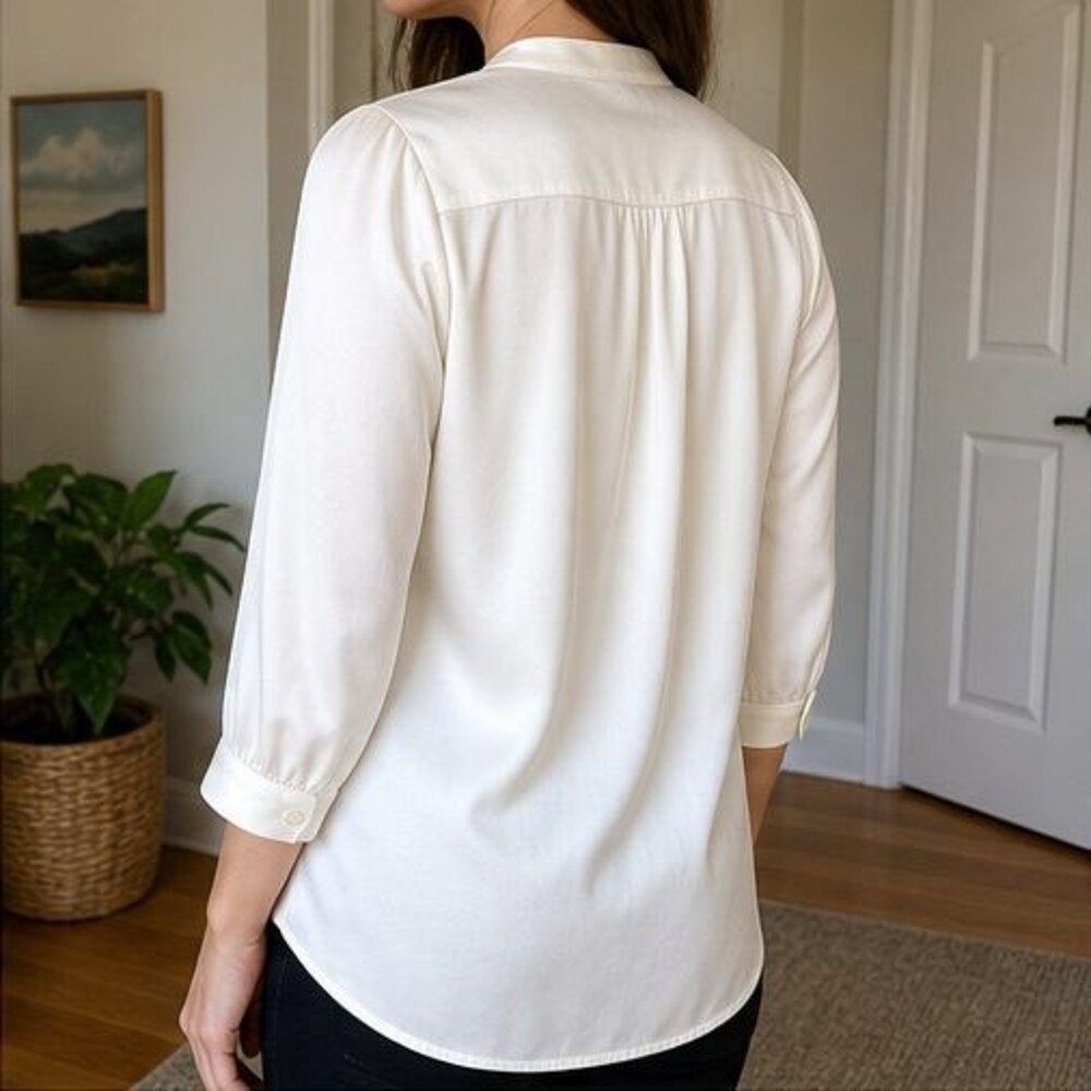 Ivory Button Blouse - Picture 3 of 6